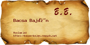Bacsa Baján névjegykártya